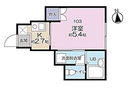 ロンディネ鷺ノ宮 1Kの間取図画像