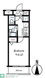 スカイコート都立家政EAST 1Kの間取図画像