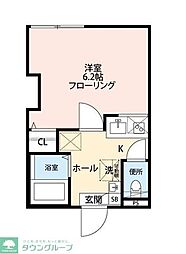 グランクオール富士見台 1Kの間取図画像