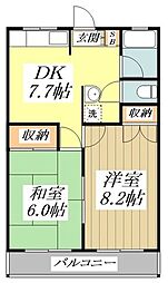 チェリーパーク 2DKの間取図画像