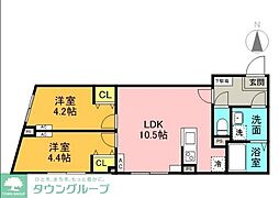 中野区本町3丁目マンション 2LDKの間取図画像
