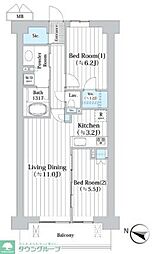 アビティグランデ砧 2LDKの間取図画像