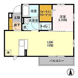 ボヌールC 1LDKの間取図画像