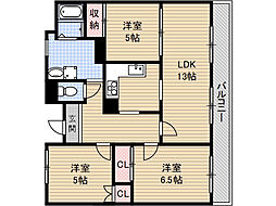 マンションフォルツーナ 3階3LDKの間取り