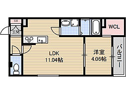 イル・フィオーレ一津屋 1LDKの間取図画像
