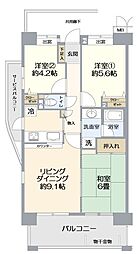 ヴィルヌーブ戸田公園南棟 3LDKの間取図画像