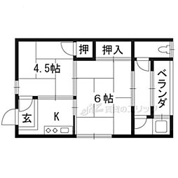 岡本荘 2Kの間取図画像