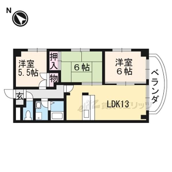 サンバレー桂川 305｜京都府京都市西京区上桂北村町(賃貸マンション3LDK・3階・66.00㎡)の写真 その2