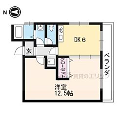 ブレイズ村本 1DKの間取図画像