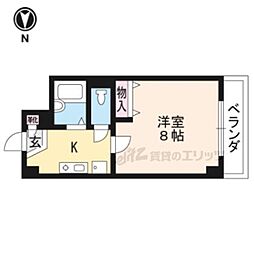 JR山陰本線 太秦駅 徒歩8分の賃貸マンション 4階1Kの間取り