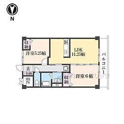 I-PLACE東垣内 202 2階2LDKの間取り