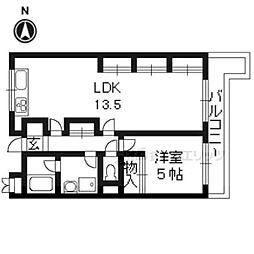 阪急嵐山線 上桂駅 徒歩13分の賃貸マンション 4階1LDKの間取り