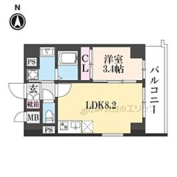 ソルテラス嵯峨嵐山 3階1LDKの間取り