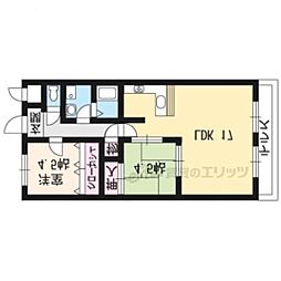 アドニス嵯峨 4階2LDKの間取り