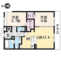 Ｂｎｅｘｔ　嵯峨 1階2LDKの間取り