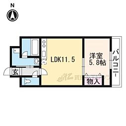 エリーフラッツ梅ノ宮 3階1LDKの間取り
