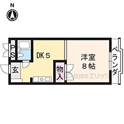 JR山陰本線 嵯峨嵐山駅 徒歩13分の賃貸マンション 3階1DKの間取り