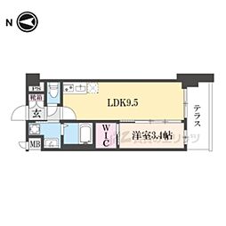 京福電気鉄道嵐山本線 鹿王院駅 徒歩4分の賃貸マンション 1階1LDKの間取り