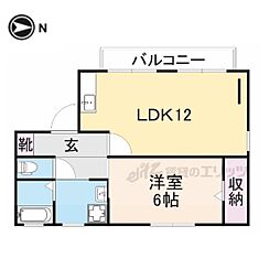 コーポ比恵 2階1LDKの間取り