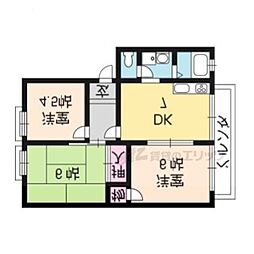 京福電気鉄道嵐山本線 帷子ノ辻駅 徒歩13分の賃貸アパート 1階3DKの間取り