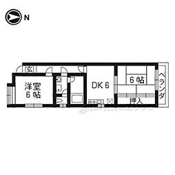 ラポール桂 2DKの間取図画像