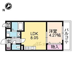 リバーサイド桂壱番館 1LDKの間取図画像