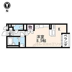 レオネクスト西山天王山 ワンルームの間取図画像