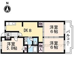 サンク・メルベーユ並河 3DKの間取図画像