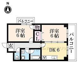 第43長栄大晋メゾネ 2DKの間取図画像