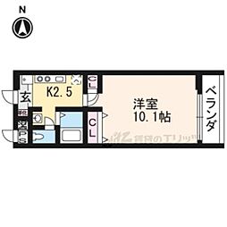 シルクシティーハナ紫明 1Kの間取図画像
