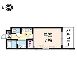 グランディール御所北 1Kの間取図画像