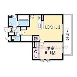アリビオ向日町A 1LDKの間取図画像
