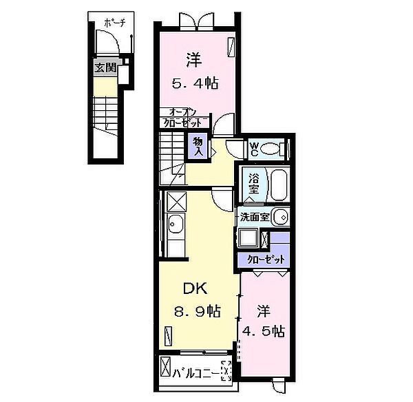 ジェルメ花塚 203｜愛知県名古屋市中川区花塚町３丁目(賃貸アパート2DK・2階・49.87㎡)の写真 その2