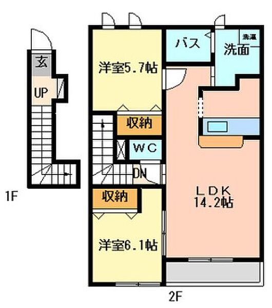 ローズコート 202｜愛知県名古屋市中川区戸田明正２丁目(賃貸アパート2LDK・2階・61.66㎡)の写真 その2