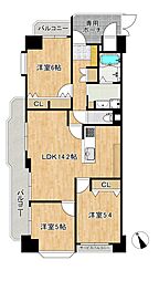 シャルマンフジ住之江公園アミューゼ 3LDKの間取図画像