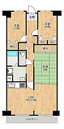 岸和田コーポラス1号棟 3LDKの間取図画像