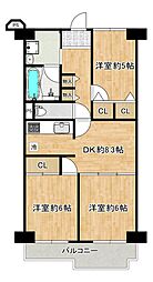 ネオコーポ北加賀屋 3DKの間取図画像