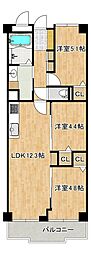 コスモ北野田 3LDKの間取図画像