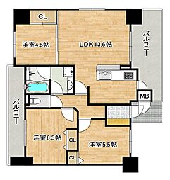 プロパレス万代東パークリーフ 3LDKの間取図画像