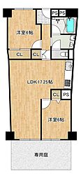 白鷺ビューハイツ 2LDKの間取図画像