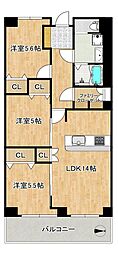 狭山スカイハイツ 3LDKの間取図画像