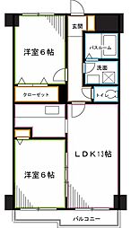 セントラルパレス 2LDKの間取図画像