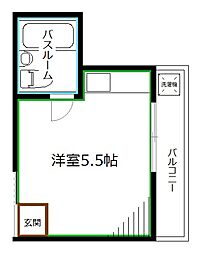 うぐい荘 ワンルームの間取図画像