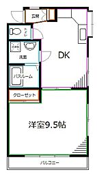 大野ハイツ 1DKの間取図画像