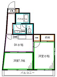ハイツヒジカタ 2DKの間取図画像