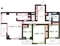 クリスタルコート 3LDKの間取図画像