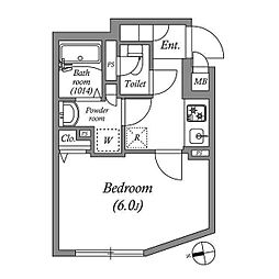 杉並区本天沼2丁目マンション 1Kの間取図画像