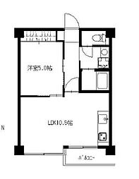 ヒュース・テン 1LDKの間取図画像
