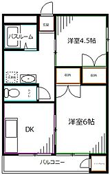 RAYHAUS善福寺川公園 2DKの間取図画像