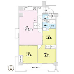 京都四条グランドハイツ 3LDKの間取図画像